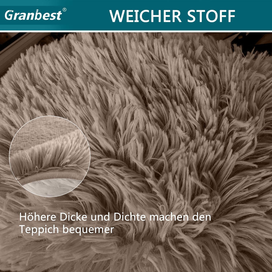 Granbest Shaggy Teppich Hochflor Langflor Teppiche für Wohnzimmer Moderner Flauschiger Kurzflor Tepp