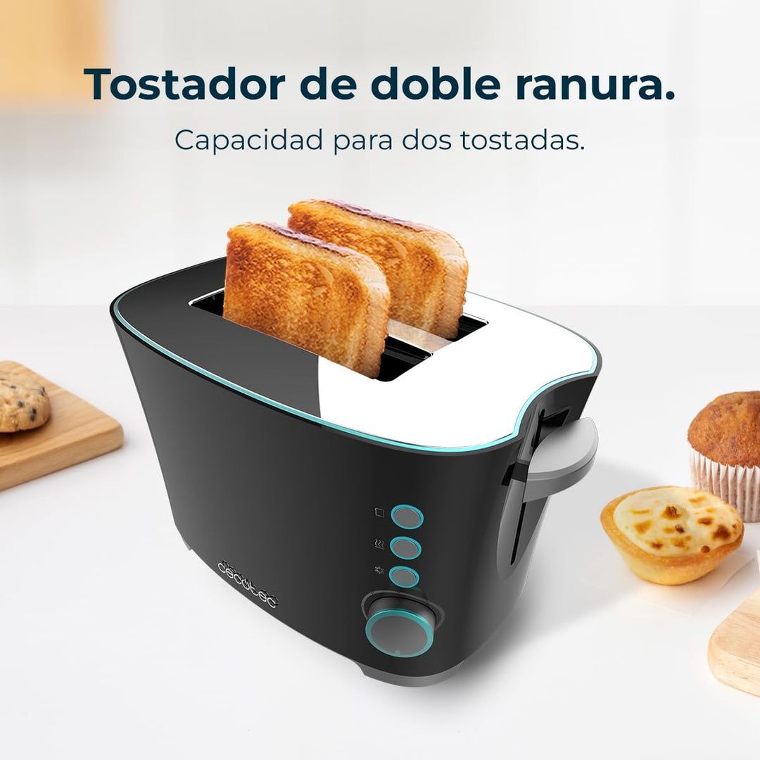 Cecotec Toaster Toast&Taste Double B, 650W Leistung, Doppel-Schlitz für 2 Toasts, Automatische Absch