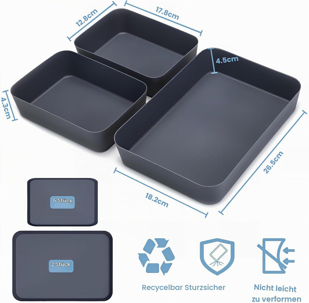 Bugucat Schubladen Organizer 8 Stücke,Schubladen Organizer Büro Schminktisch Organizer mit 2 Grössen