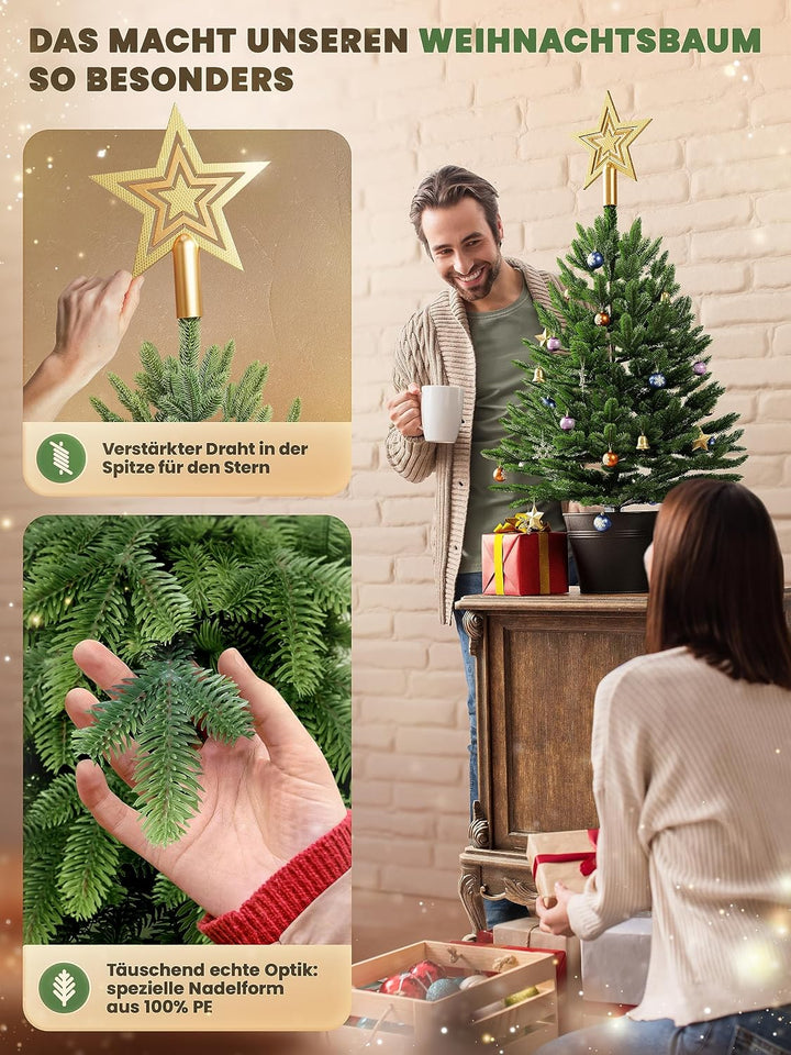 ArtiTree - Künstlicher Weihnachtsbaum 80cm im Topf mit LED &amp; Schnee - Christmas Tree für Innen und A