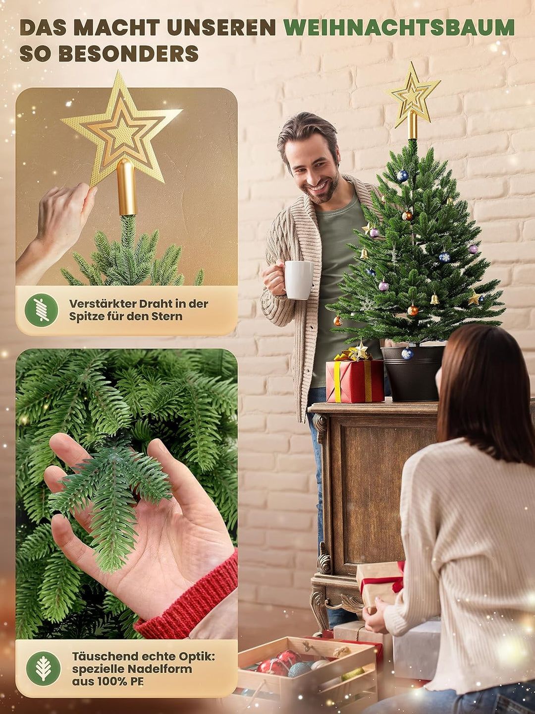ArtiTree - Künstlicher Weihnachtsbaum 40cm im Topf mit LED - Christmas Tree für Innen und Aussen, Ku