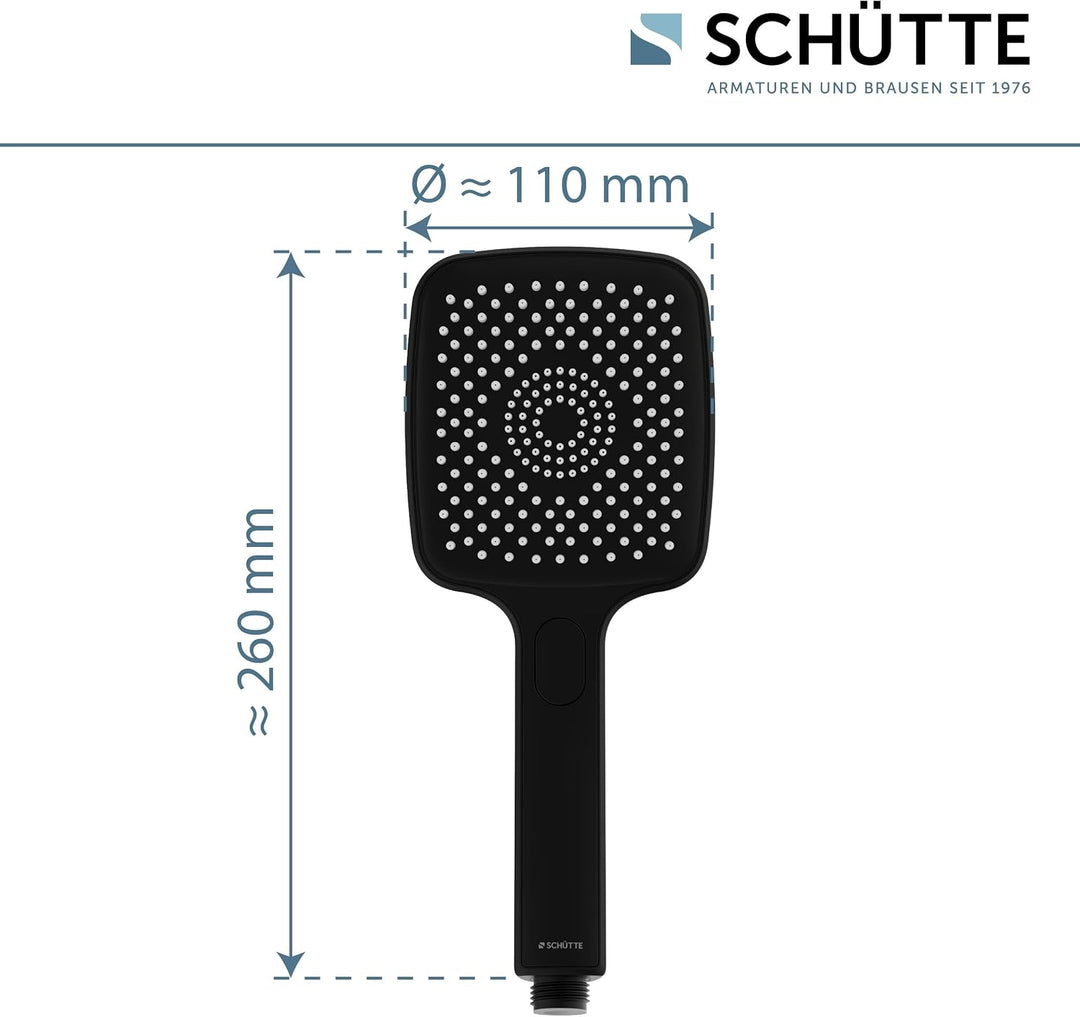 SCHÜTTE Handbrause HAWAII mit Antikalk-Noppen | Duschkopf mit komfortablem Druckknopf und 3 einstell