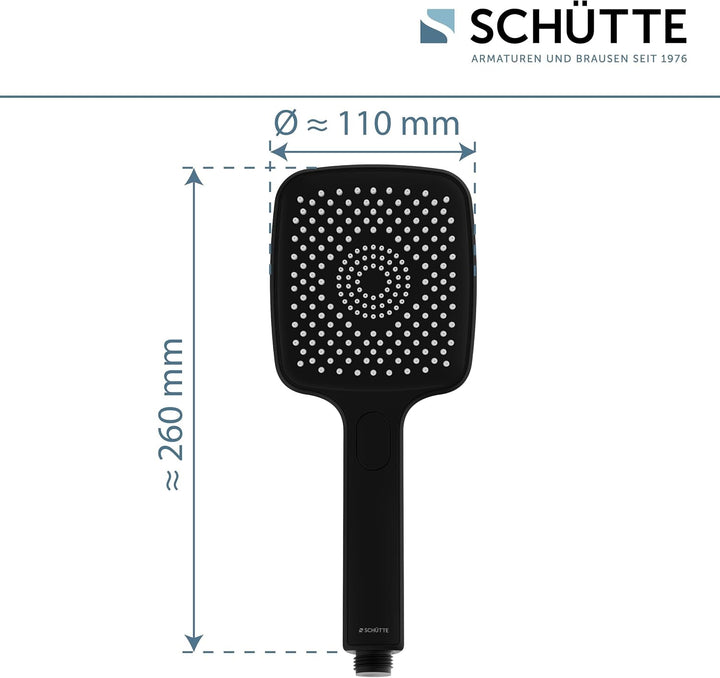 SCHÜTTE Handbrause HAWAII mit Antikalk-Noppen | Duschkopf mit komfortablem Druckknopf und 3 einstell