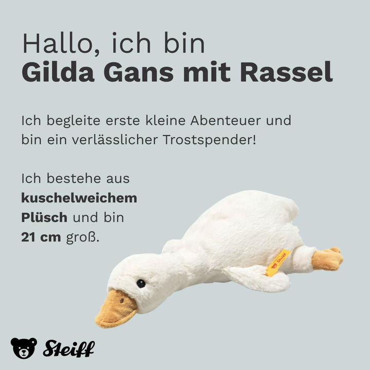 Steiff Kuscheltier Gilda Gans mit Rassel, Süsses Stofftier, Jungen, Mädchen & Babys ab 0 Monaten, Fr