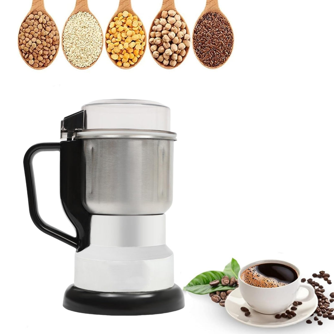 Elektrische Getreidemühle, Edelstahl Kaffeemühle, Ultrafeine Gewürzmühle, mit Pinsel & Löffel, 300W