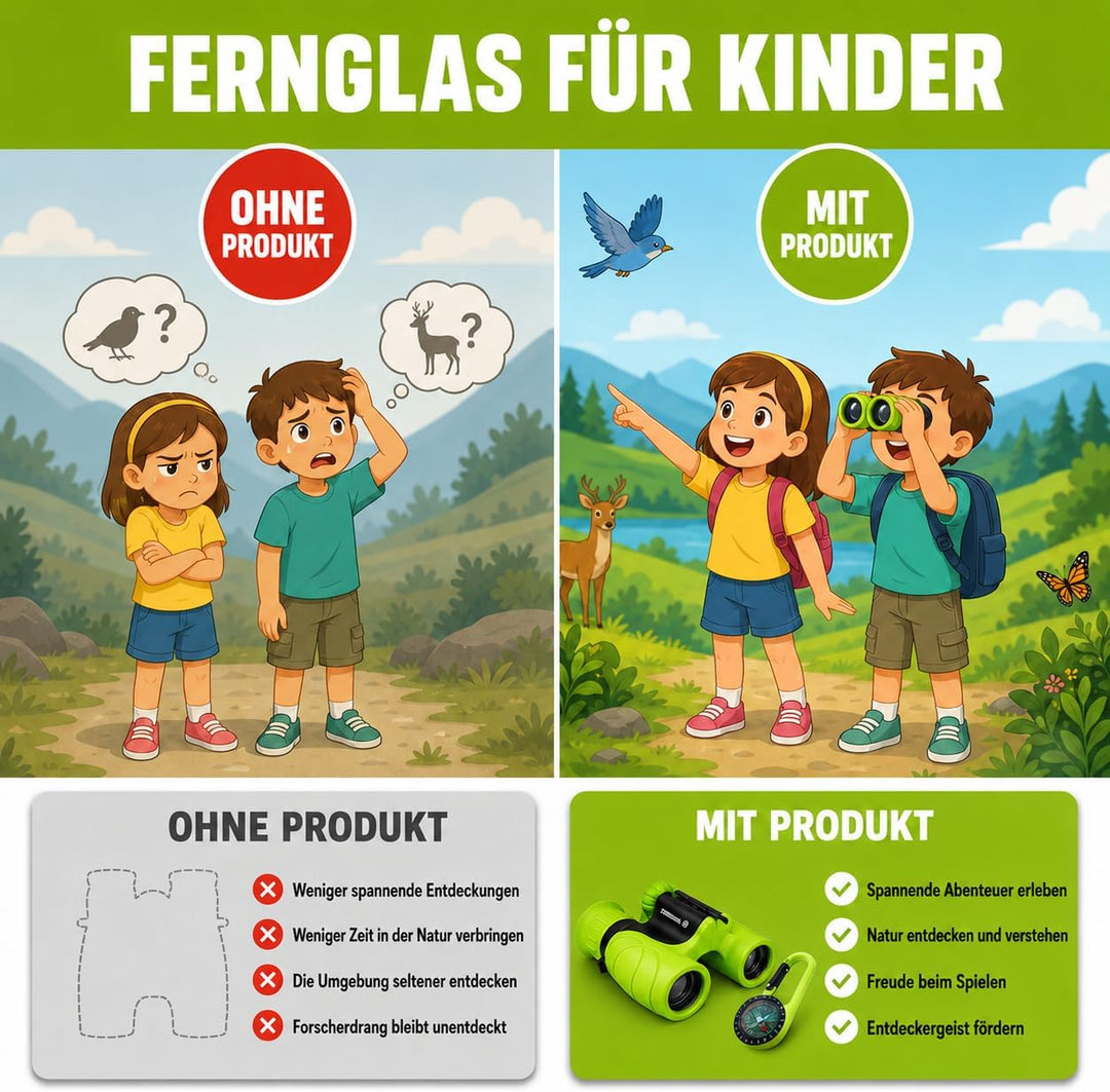 Fernglas für Kinder - Optimales Ostergeschenk - Starke Vergrösserung 8X21 – Umfangreiches Set inklus