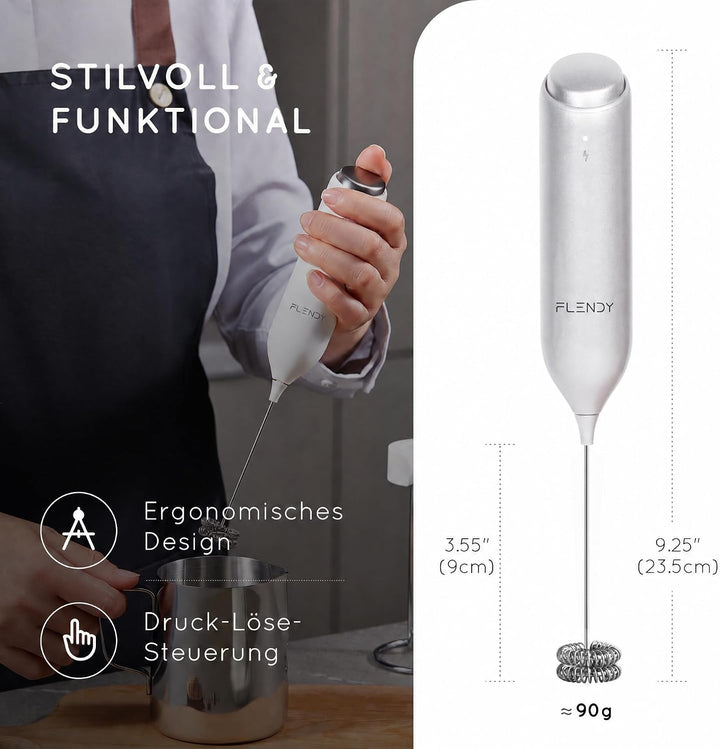 Wiederaufladbarer Hand Milchaufschäumer Stab, Aufschäumer Stab mit USB-C Ladehalterung, Mini Milchau