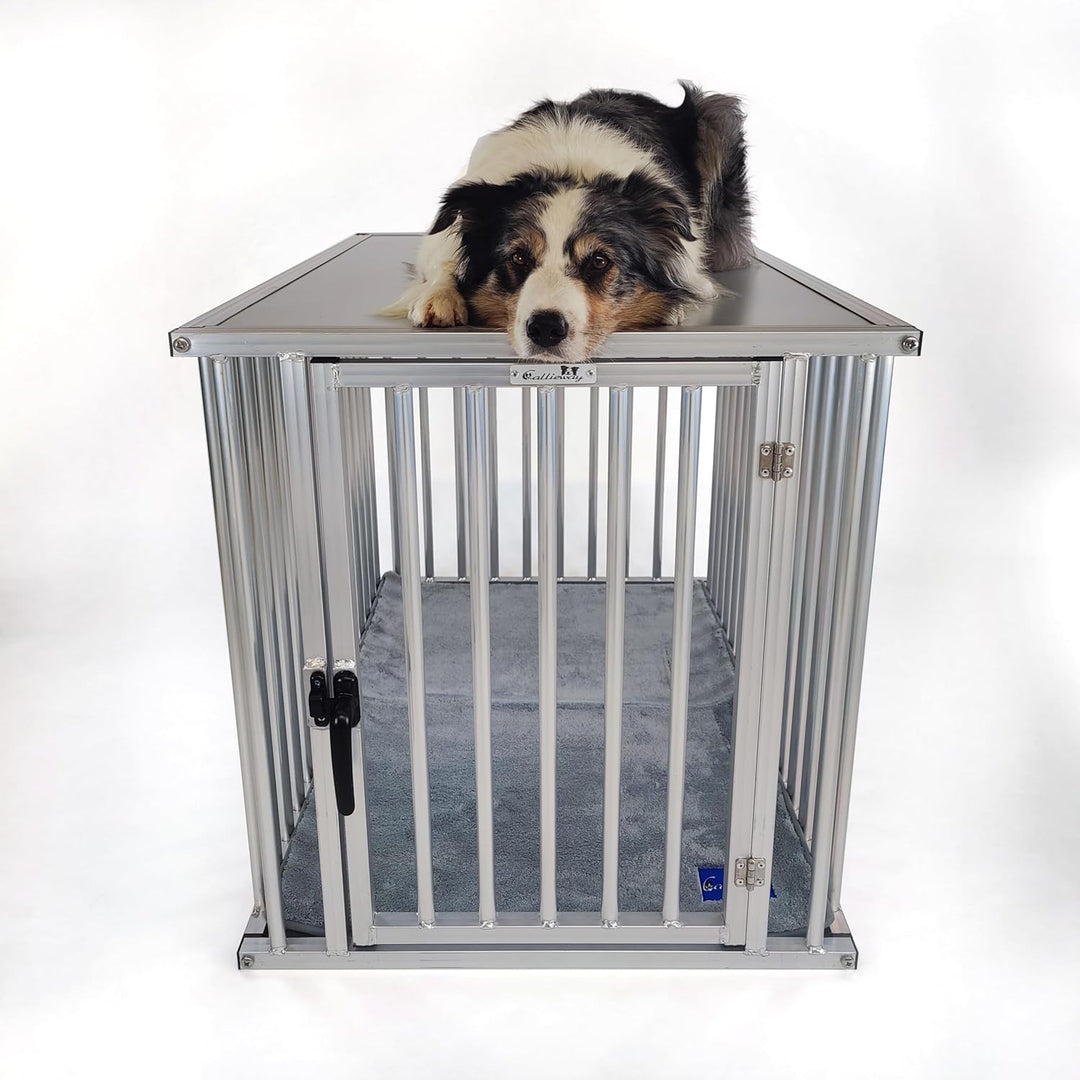 Callieway® ALU DOGBOX/Hundebox/ALU Hundkäfig für Büro und Daheim (nur vertikale Stäbe, 1-türig) (3XL