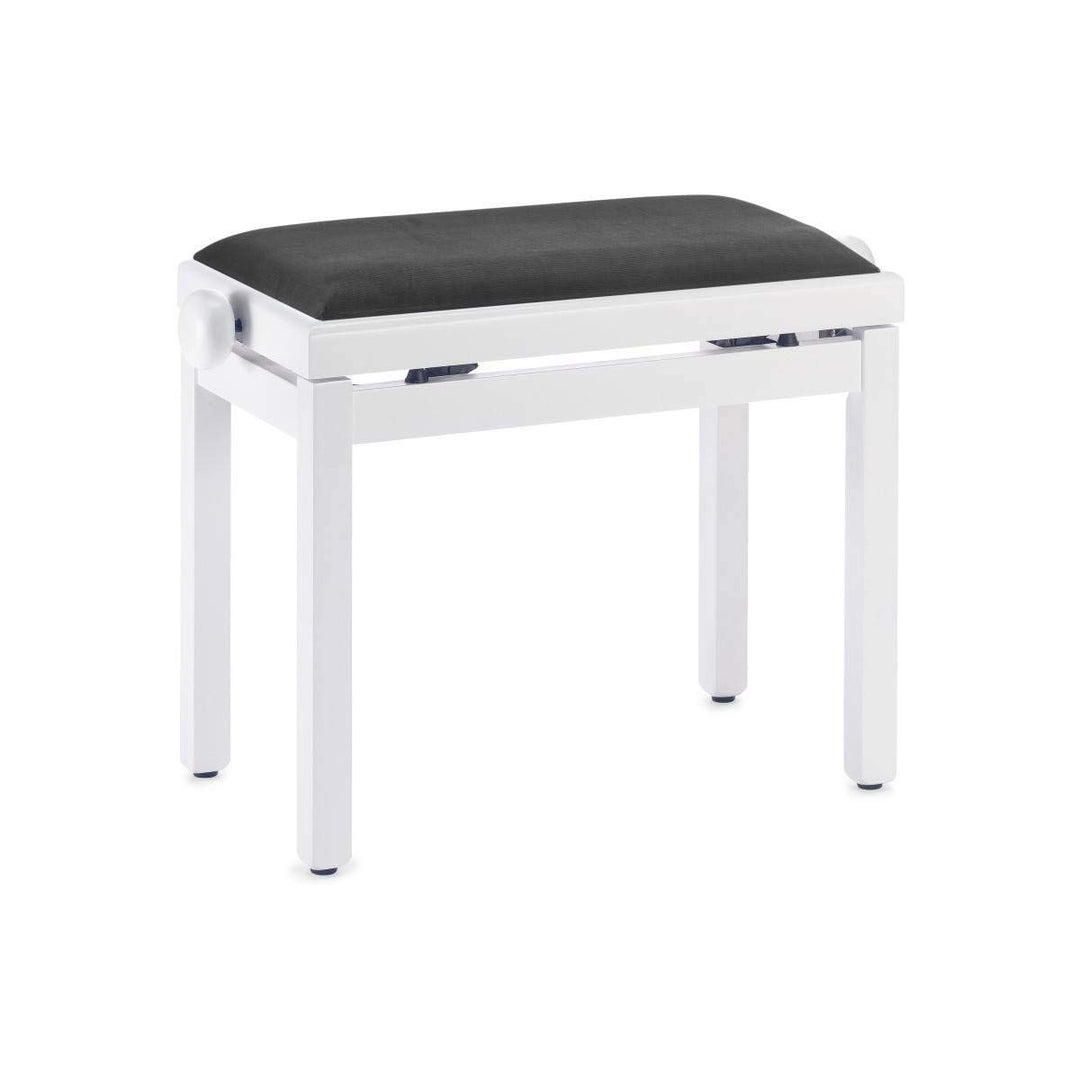 Stagg 21271 hohenverstellbare Samt-Klavierbank (49-59 cm, Sitzfläche gepolstert, 55x32 cm) weiss/mat