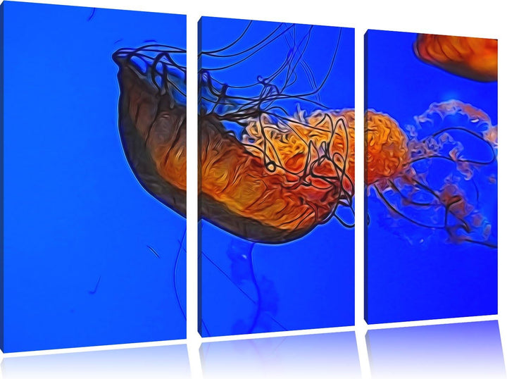 anmutige Qualle im Wasser NewArt 3-Teiler Leinwandbild 120x80 Bild auf Leinwand, XXL riesige Bilder
