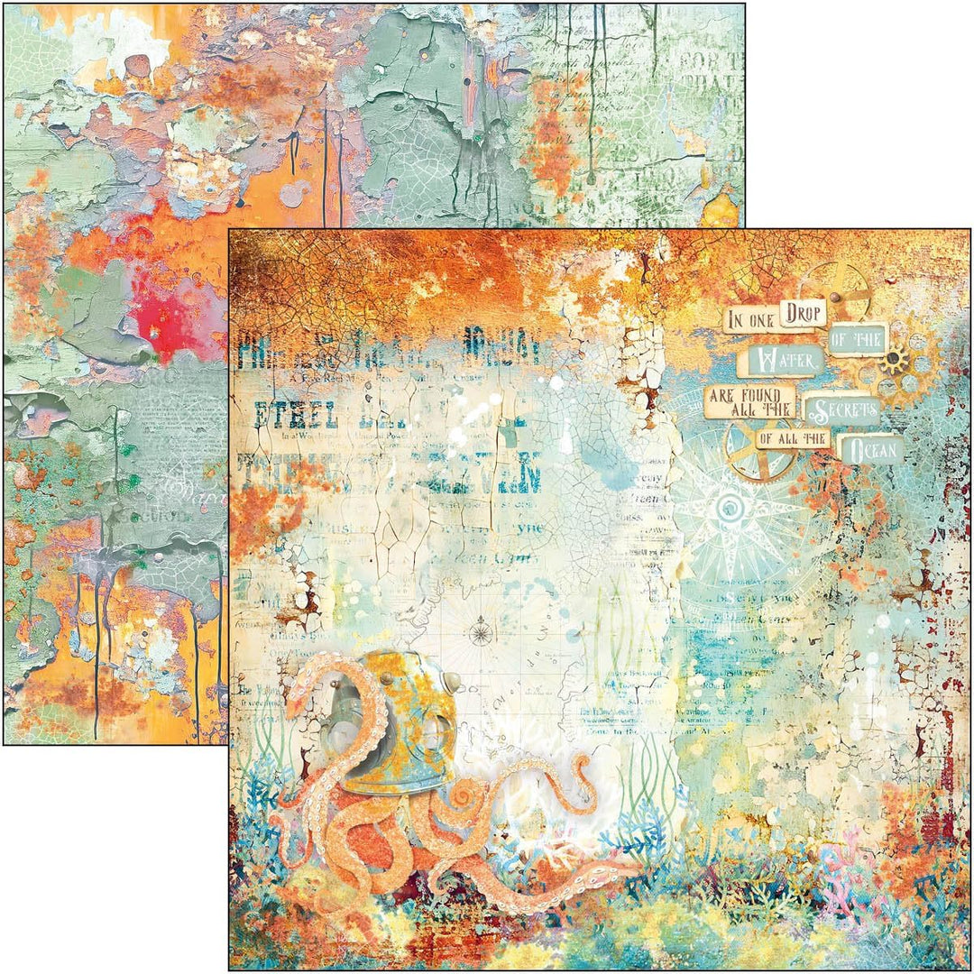 Ciao Bella Scrapbook-Papier Coral Reef, 30,5 x 30,5 cm, 12 Blatt, 190 g/m2, Bastelpapier für Hobbys