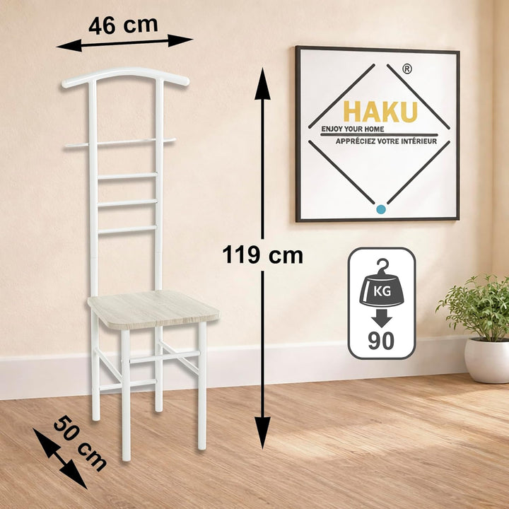 HAKU Möbel 80088 Herrendienerstuhl 46 x 50 x 119 cm, weiss /