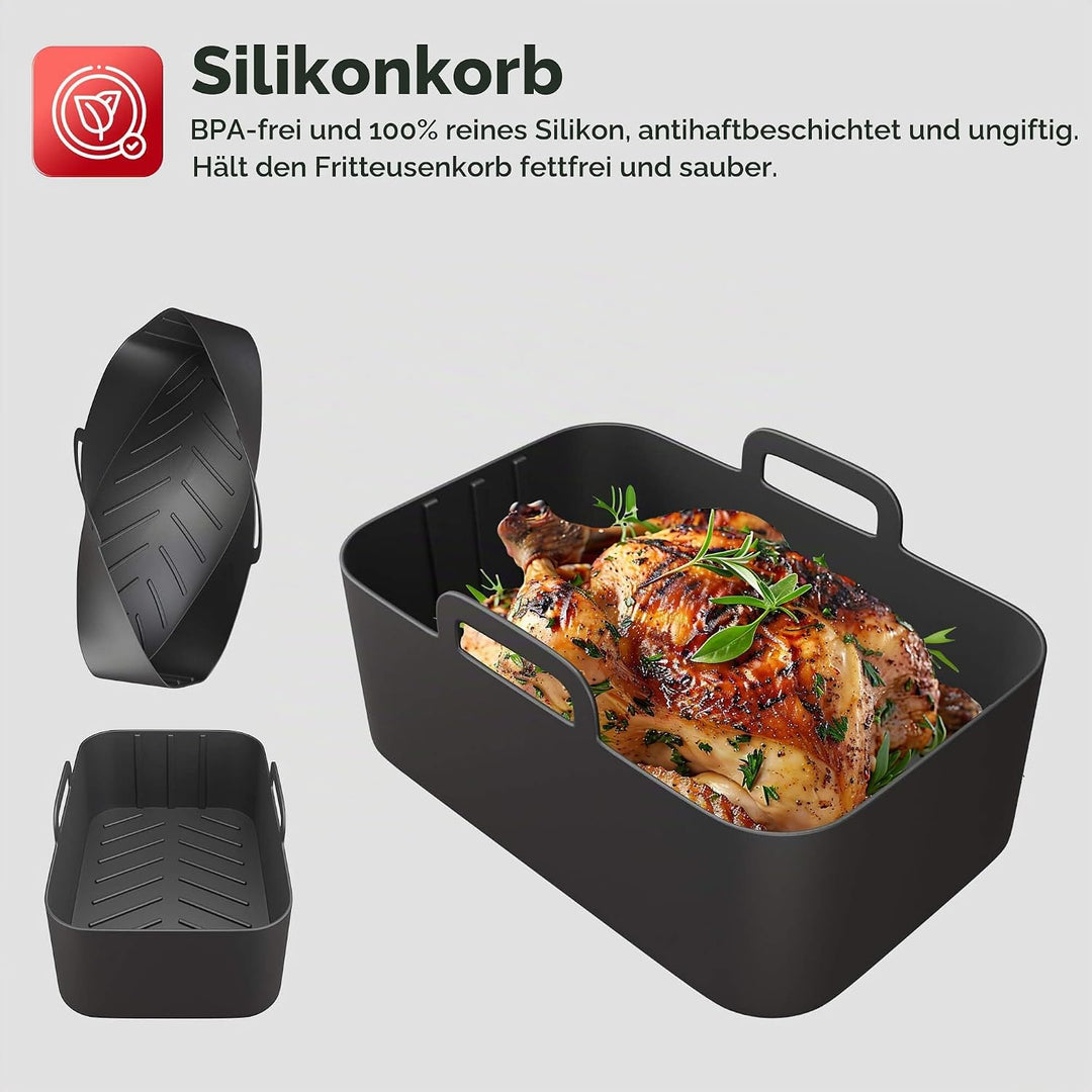 TurboTronic Heissluftfritteuse XL 6Liter 0,6kg Pommes mit Silikoneinlage 12 Programme digital Touch-