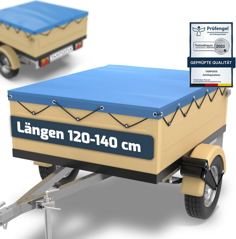 Tarpofix® Anhängerplane Flachplane 130 x 105 x 7,5 cm - inkl. Planengummi - randverstärktes Anhänger