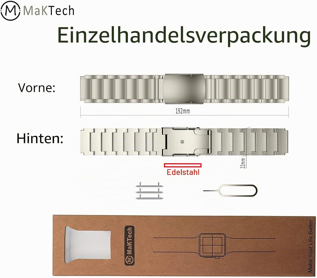Titanband,22mm Leichtes Metall Link Armband,Kompatibel mit Samsung Galaxy Watch 3 45mm/46mm,HuaWei W