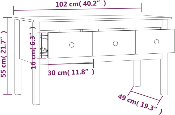 Tidyard Couchtisch mit 3 Schubladen Beistelltisch Wohnzimmertisch Kaffeetisch Sofatisch Teetisch Mas