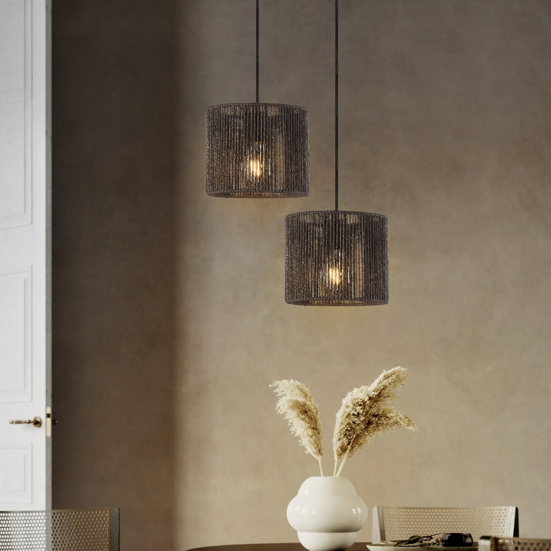 Home Sweet Home Lampenschirm für Wandlampe und Tischlampe | Lampenschirm aus gewebtem Papier Schwarz
