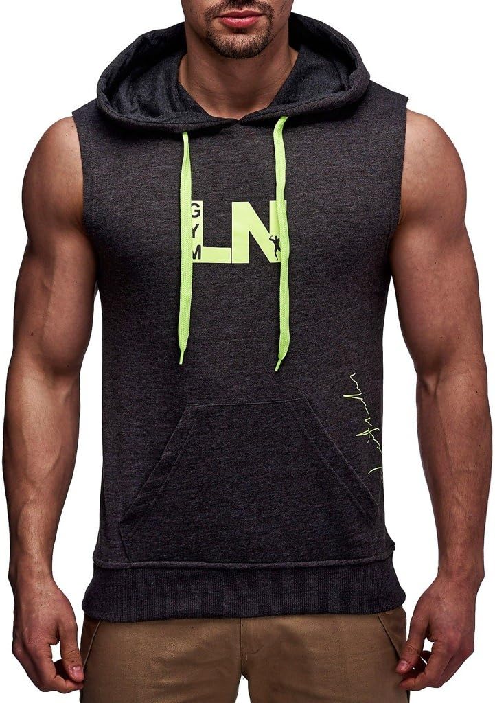 Leif Nelson Gym Herren Fitness T-Shirt Weste Trainingsshirt LN06260 S Anthrazit-gesprenkelt, S Anthr