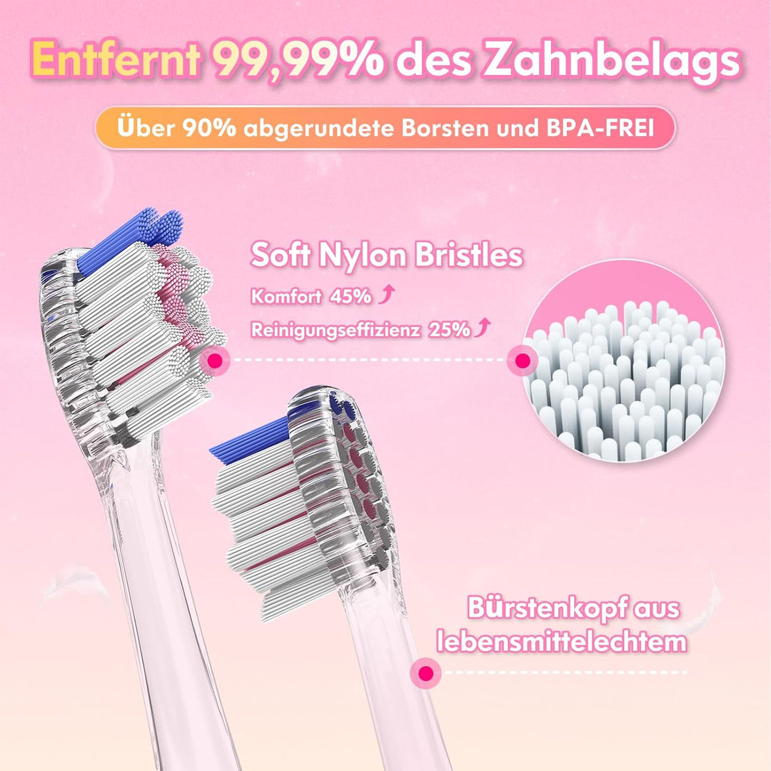 Elektrische Zahnbürste Kinder ab 3-6-8-12 Jahre mit buntem Regenbogen-LED-Licht Integrierter Timer 9