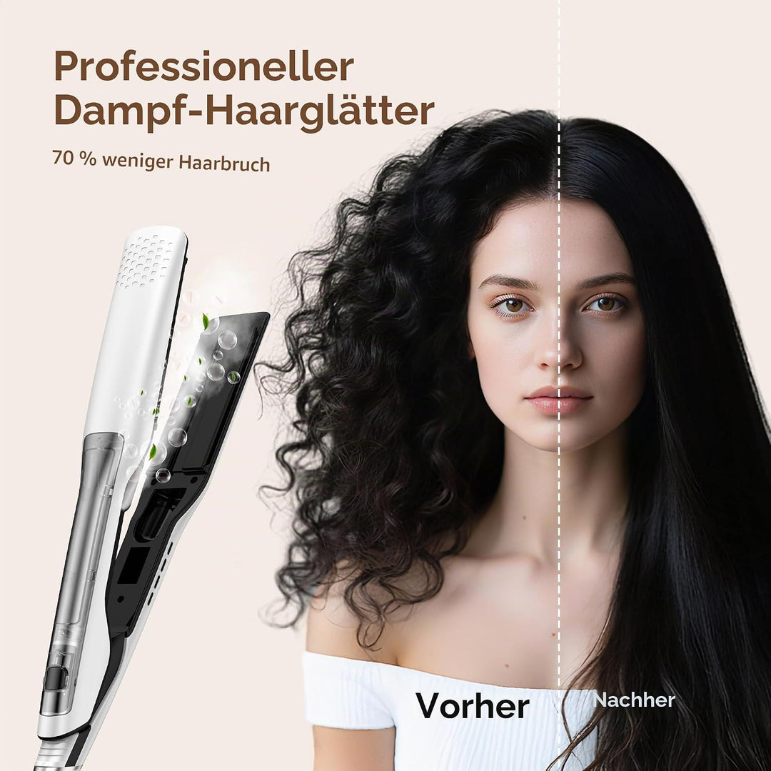 UKLISS Dampfglätteisen, Glätteisen Breit 40MM mit LCD Display, Steam Haarglätter Leistungsstarker Da