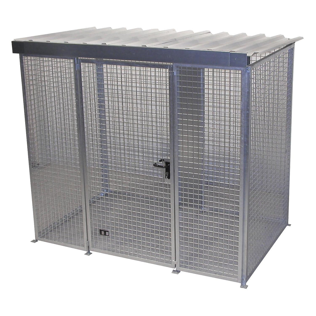Bauer | Gasflaschen-Gittercontainer | mit Dach und Einflügeltor | BxT 2400 x 1500 mm