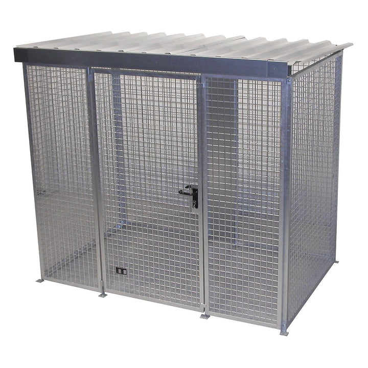Bauer | Gasflaschen-Gittercontainer | mit Dach und Einflügeltor | BxT 2400 x 1500 mm