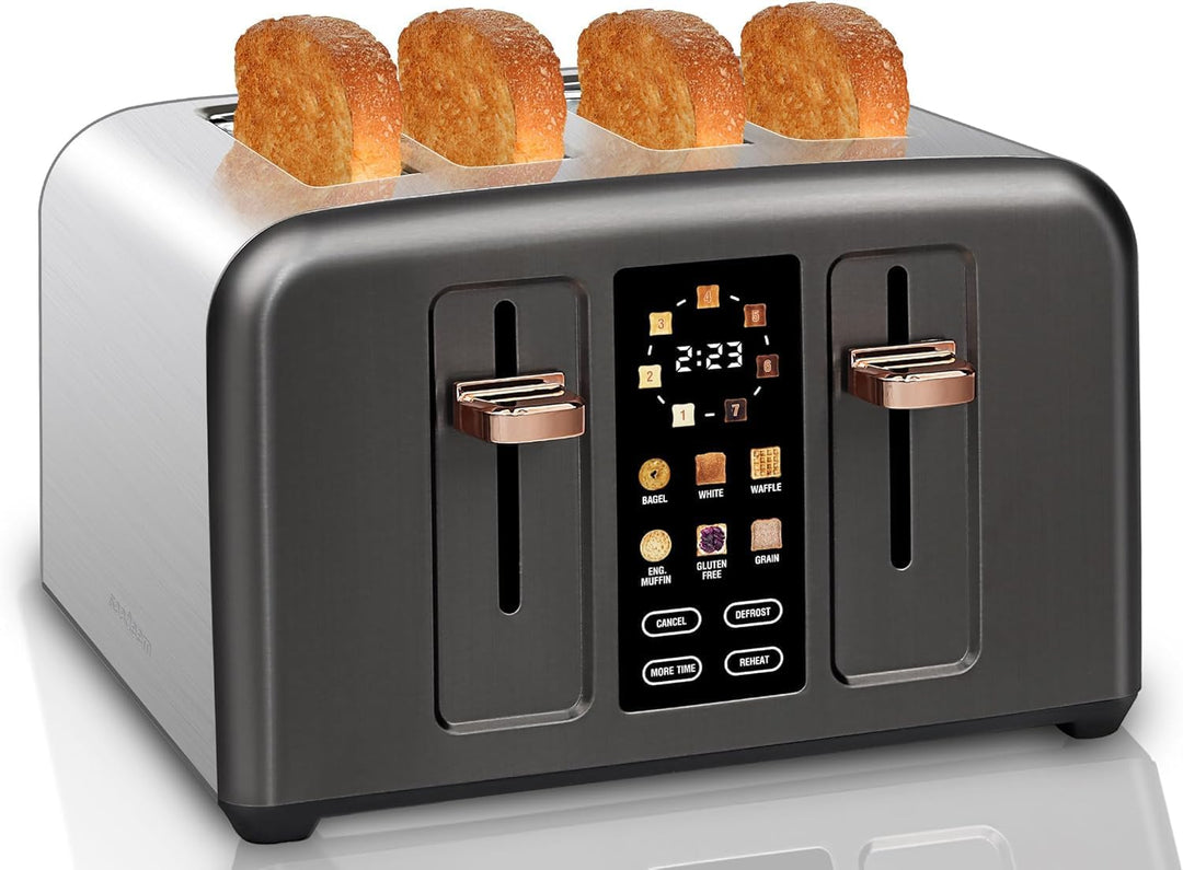 SEEDEEM Toaster 4 Slice, Stainless Toaster LCD Display&Touch Buttons, 50% Faster Heating Speed, 6 Br