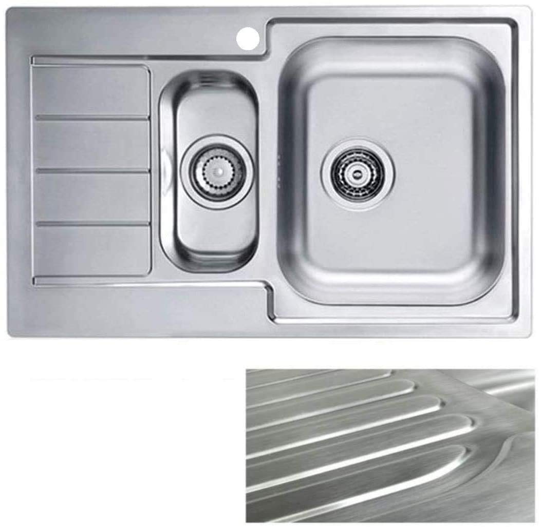 VBChome: Einbauspüle mit Hahnloch Links 790x500 mm Camping Küchenspüle - Satinstruktur Alveus Line 7