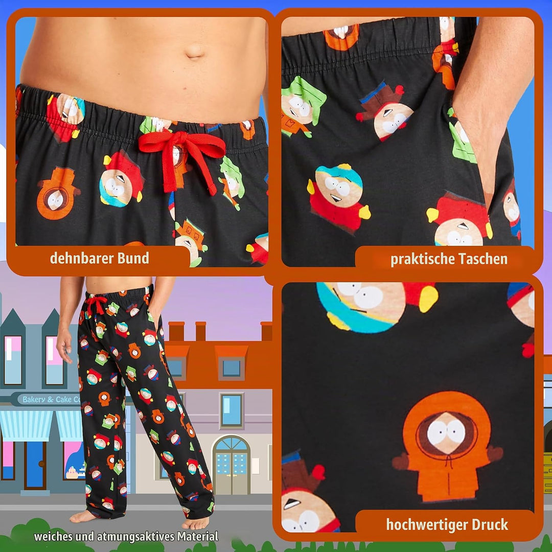South Park Herren Lang Pyjamahose - bequemer Schlafanzug S Mehrfarbig, S Mehrfarbig
