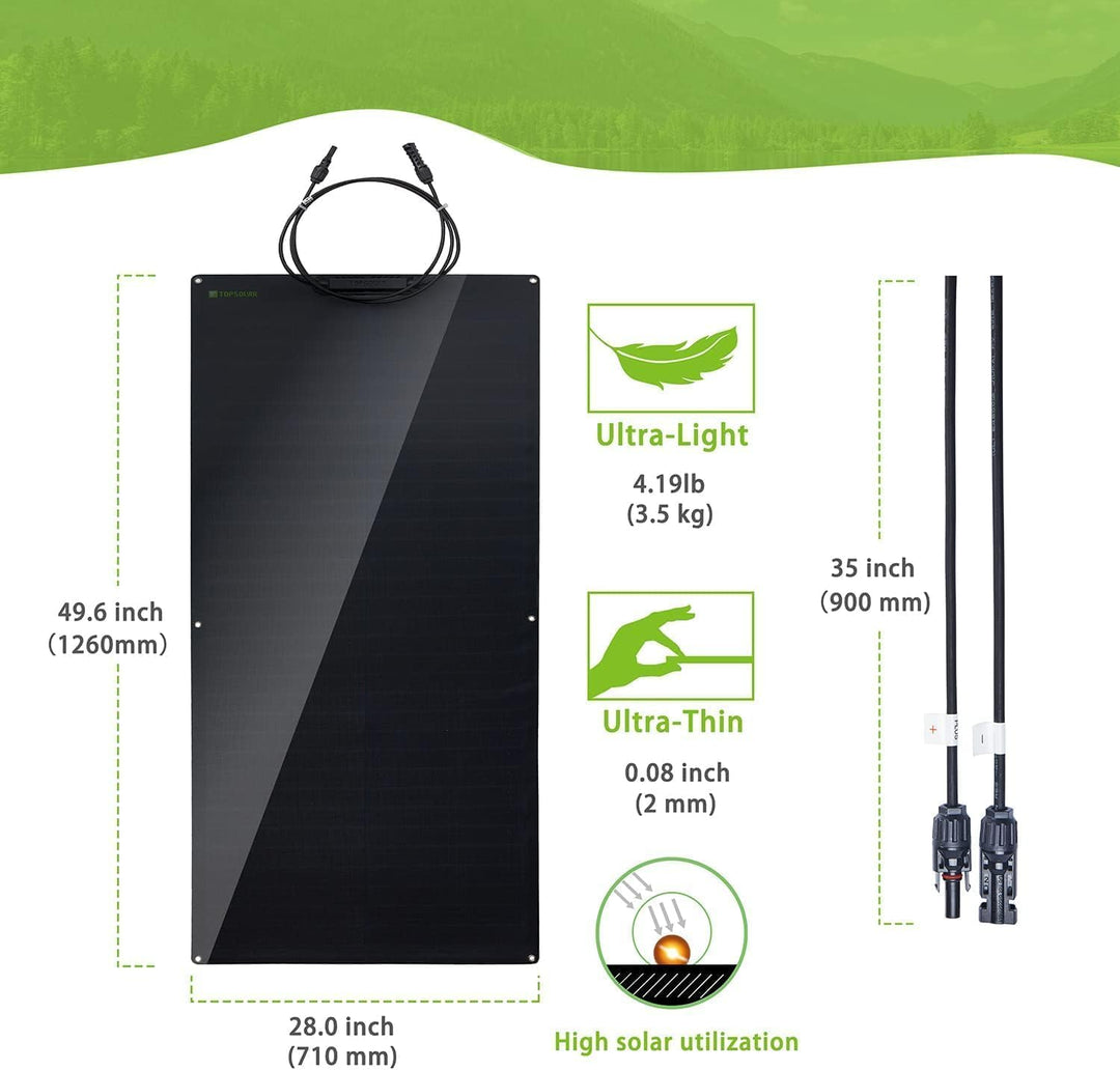 Flexible Solar Panel 100W 12V Monocrystalline Bendable 100 Watt 12Volt Semi-Flexible Mono Solar Pane