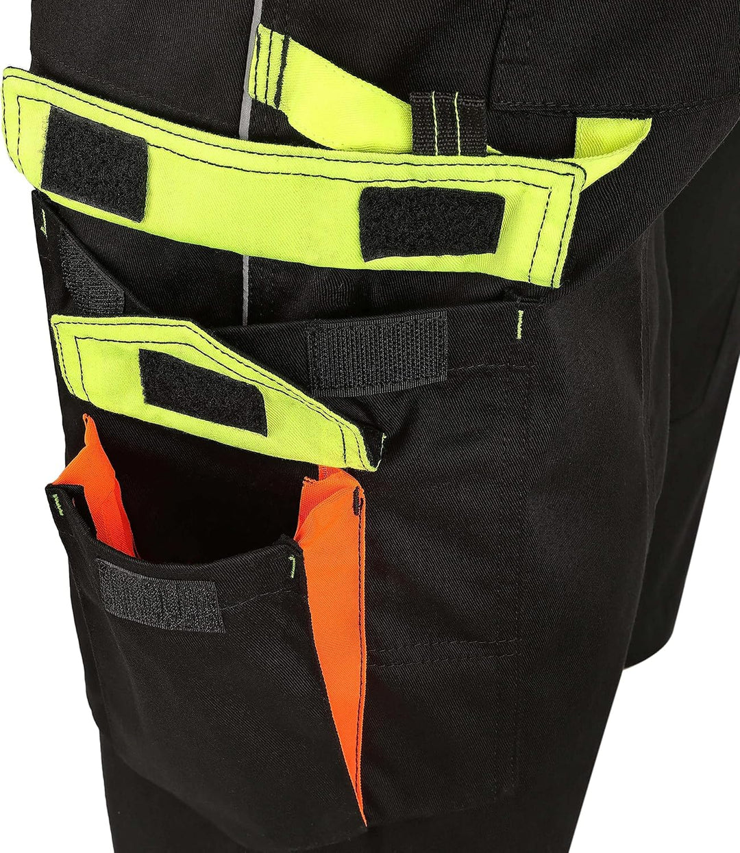 TMG Profile Arbeitsshorts Herren kurz mit Stretchbund & Reflektorstreifen - Werkzeugtasche, aus Baum