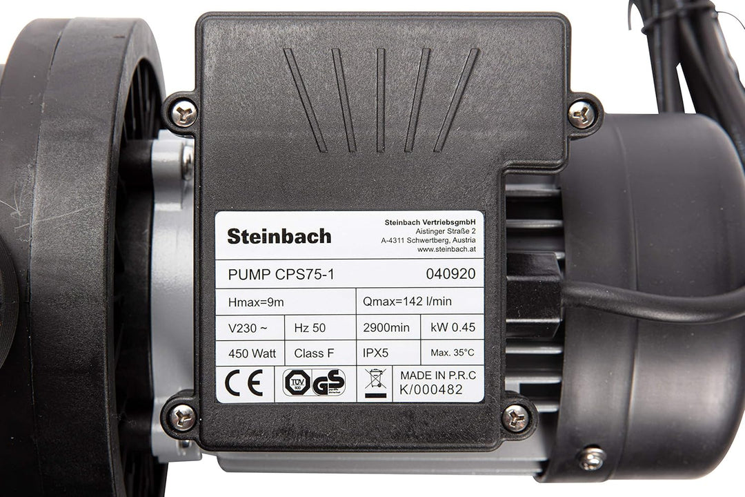 Steinbach Filterpumpe SPS 75-1, selbstsaugend, 230 V/450 W, Q= 142 l/min, max. Pumphöhe 9 m, 040920,