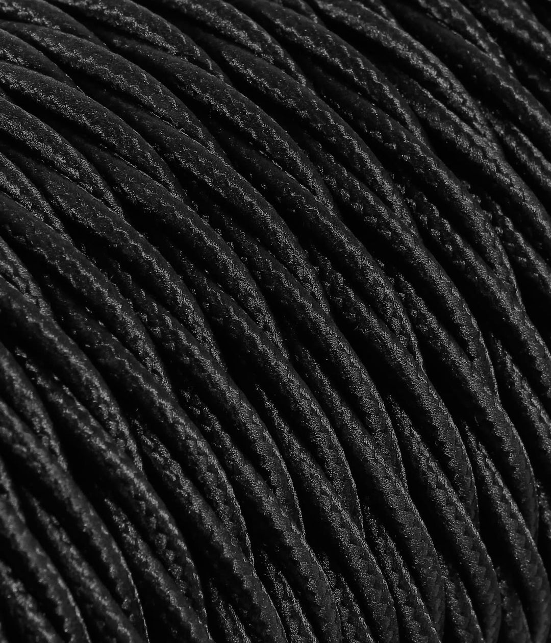 Textilkabel für Lampe, Stoffkabel 3-adrig (3x1,50mm²) - Schwarz. Made in Italy (10 Meter), 10 Meter