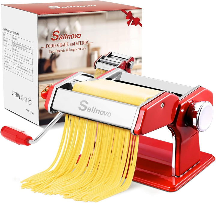Sailnovo Nudelmaschine Pasta Maker 180 Aluminiumlegierung mit 9 Einstellbaren Stärkeeinstellungen un