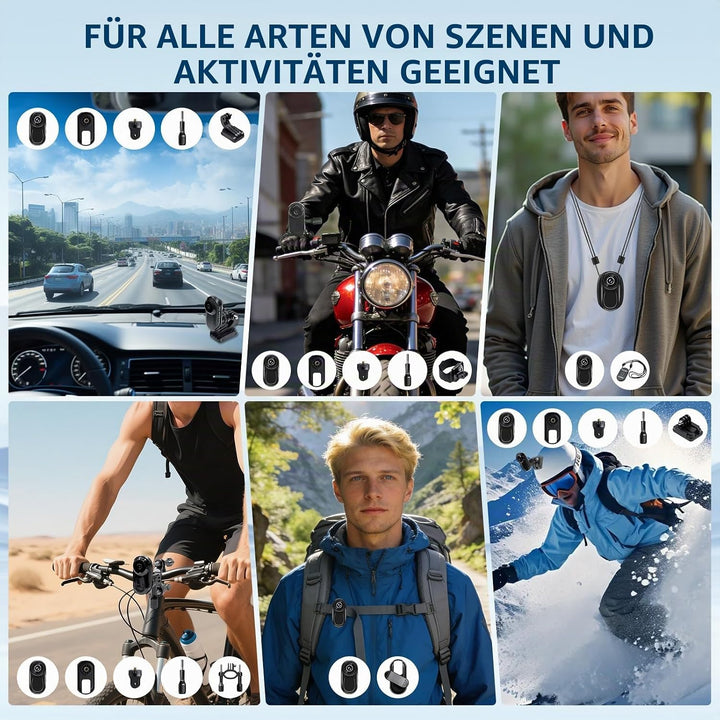 Mini Kamera Action, 1080P HD &amp; 120° Weitwinkel Action Cam Mini, 120 Minuten Aufnahmezeit Bodycam mit