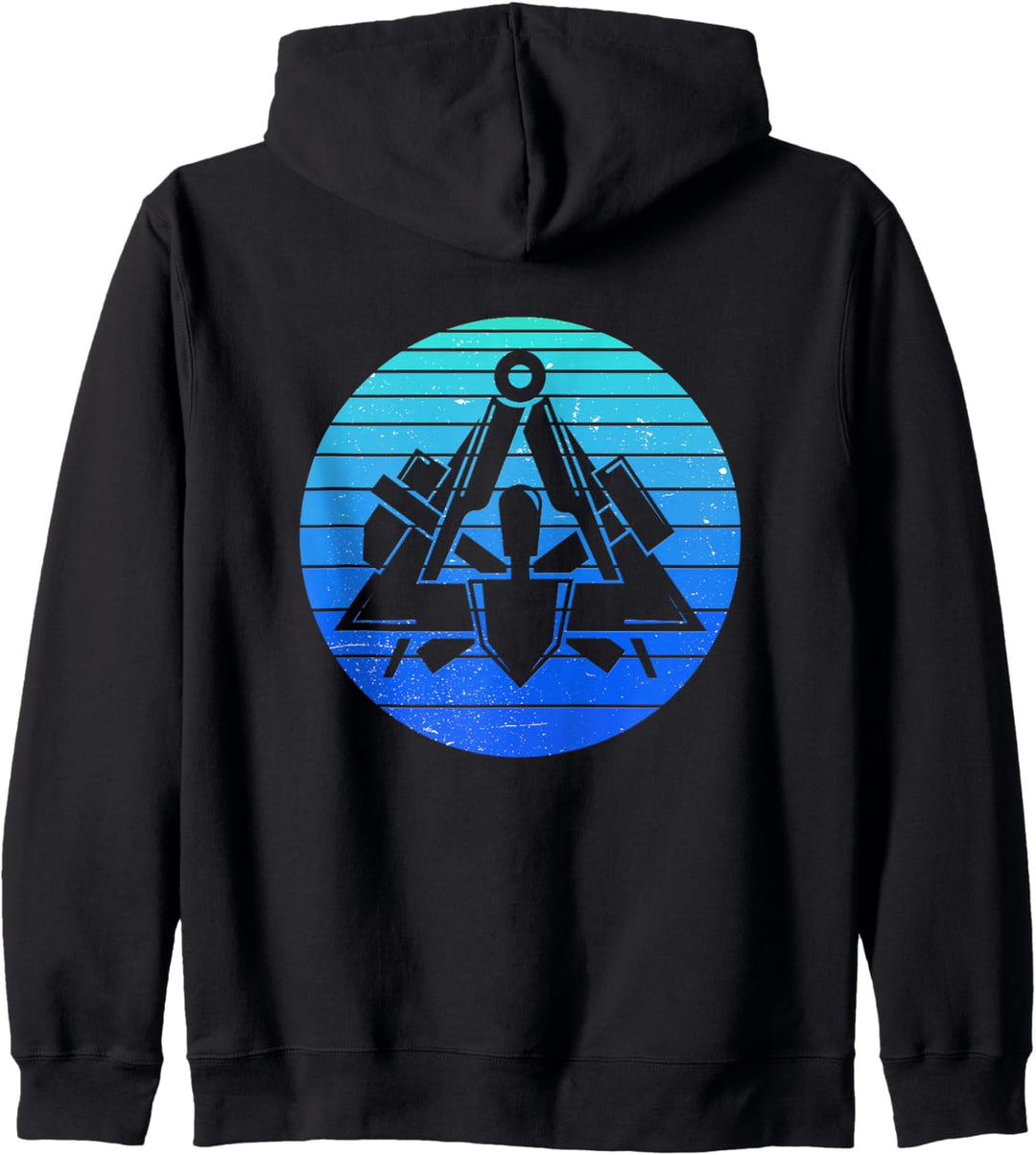 Maurer Zunftzeichen im coolen Retro Stil Blau Kapuzenjacke