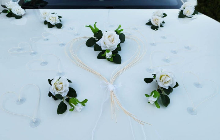 LIEBESHERZEN Braut Paar Rose Deko Dekoration Autoschmuck Hochzeit Car Auto Wedding Deko Girlande PKW