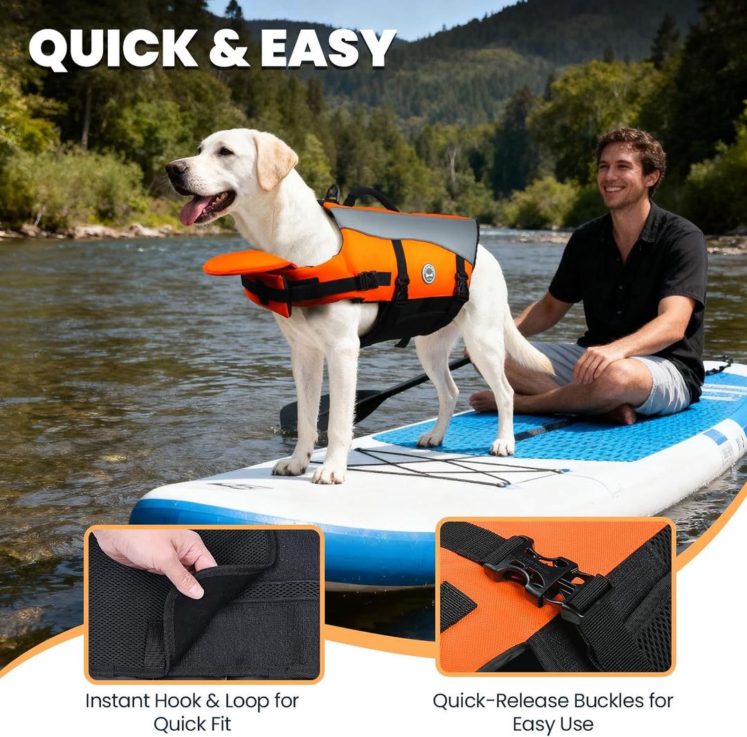 VIVAGLORY Front Float Schwimmweste Hund, Hundeschwimmweste für Bootfahren, Schwimmweste with Kopfstü