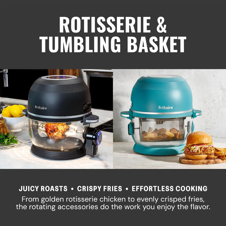 Fritaire ungiftig Air Fryer - 4,8 L Glasschale mit 360º Sieb, selbstreinigend, 200ºC Vortex für glei