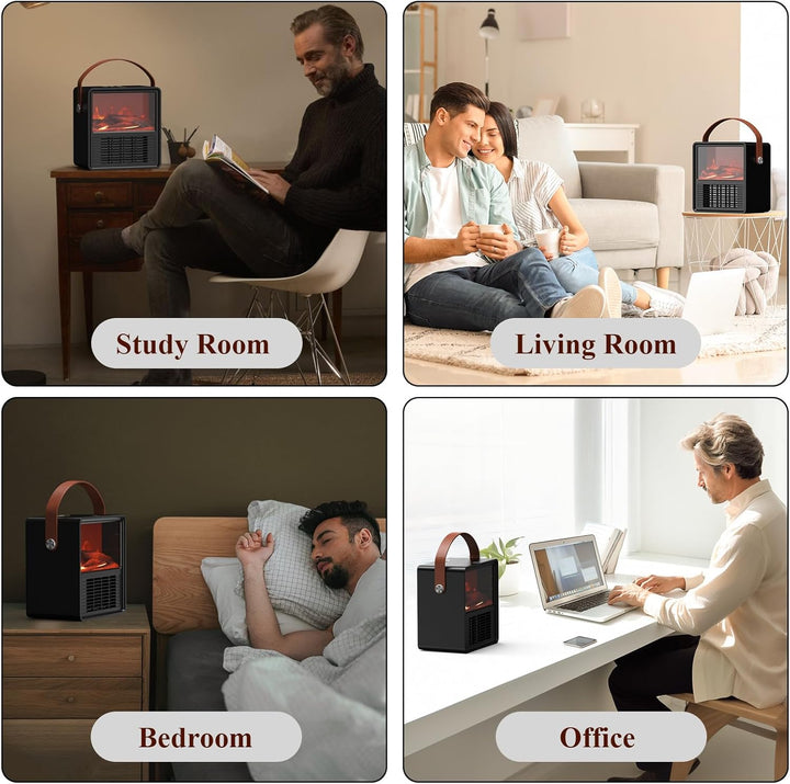 Minthouz Elektrischer Heizlüfter 1200W/800W, Keramik Heizgerät mit 3D Flammeneffekt, Einstellbarem T