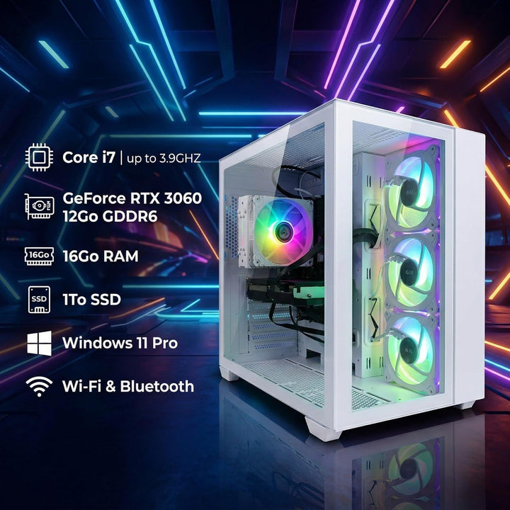 STGsivir Gaming PC, GeForce RTX 3060 12GB GDDR6,Core i7 bis zu 3.9Ghz,16GB DDR,1TB SSD,WLAN 6,BT 5.0