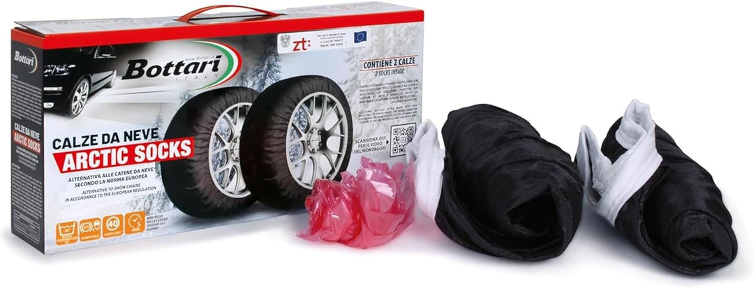 Bottari 68072 Auto-Schneesocken, schwarz-rot, M