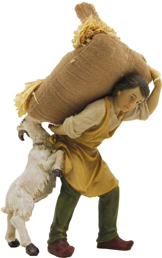Dekoprojekt Krippenfigur Knecht mit Strohsack und Ziege