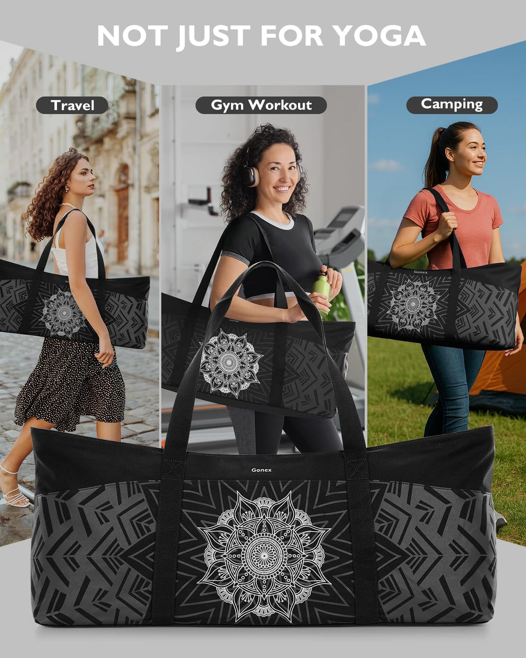 Gonex Yogatasche, Extra Grosse Canvas Sporttasche mit Wasserdichtem Fach & Metallreissverschluss, Fü