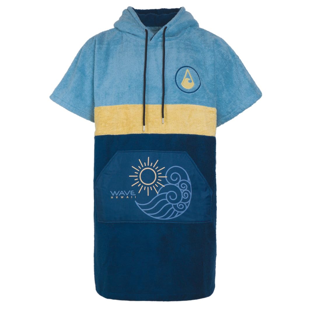 WAVE HAWAII Barravento Surfponcho für Körpergrössen 160-190 cm Poncho 100% ÖKO Baumwolle Velours Umk