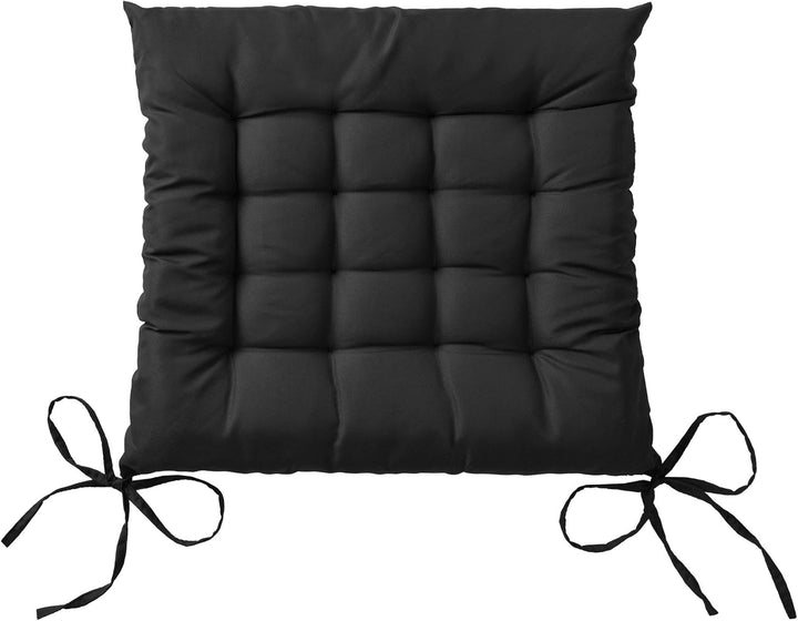 Beautissu 4er Set Stuhlkissen mit Bändern Indoor &amp; Outdoor Auflagen Stühle | 40x40 in Schwarz mit 5c