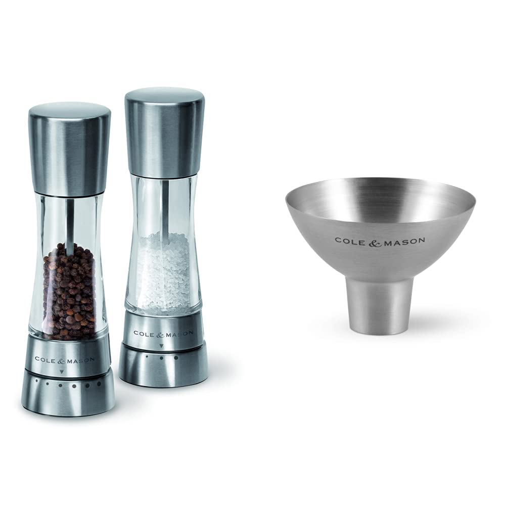 Cole & Mason H59408G Derwent Salz und Pfeffer Mühle Set/Cole & Mason H611928CS Dover Edelstahltricht