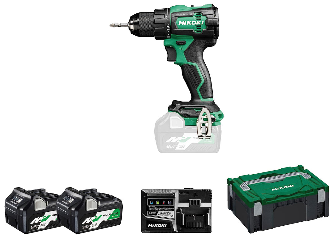 HIKOKI Akku Bohrschrauber DS18DEWRZ, Bohrfutterweite: 1,5-13 mm (18V, 5,0 Ah Li-ion Akku, Max. Festd