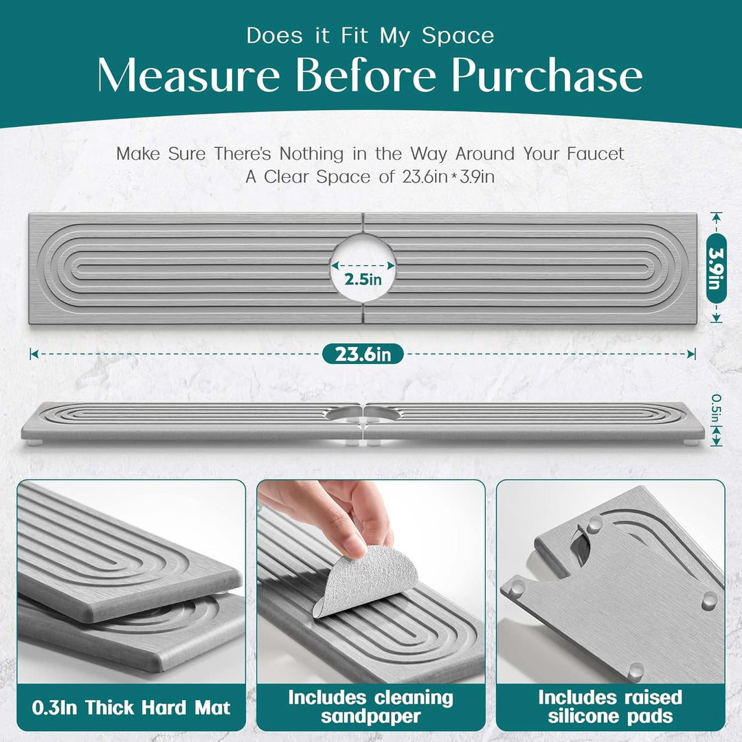 Saugfähige Matte für Küchenarmatur, Kieselgur-Spritzschutz für Waschbeckenarmatur, ästhetische wasse