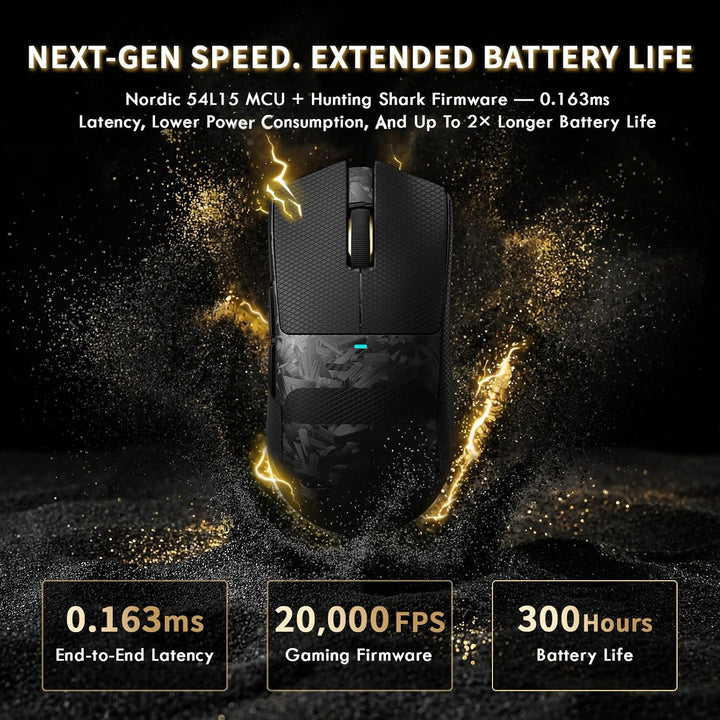 ATTACK SHARK X11 Ultra Kabellose Gaming-Maus mit C06 Ultra LED-Kabel, Carbonfaser-Verbundgehäuse, 54